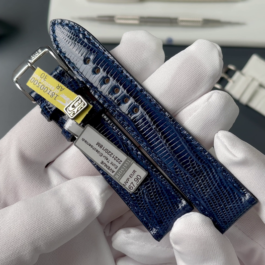 RIOS1931 Echt Teju-Eidechsen-Lederarmband 20mm - ozeanblau - Länge M