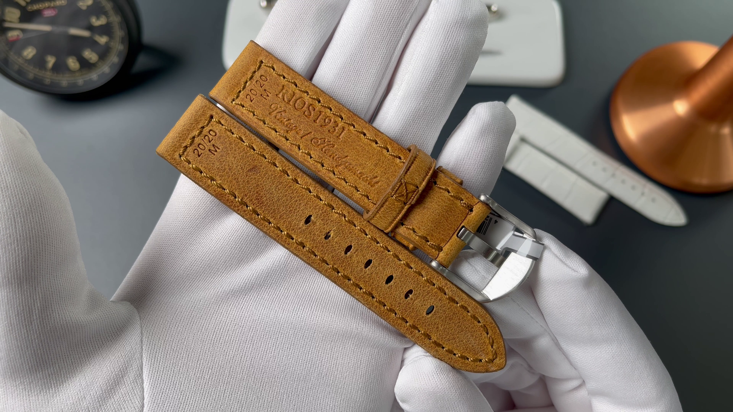 RIOS1931 leather bracelet 20mm genuine vintage leather - hand-stitched - length M