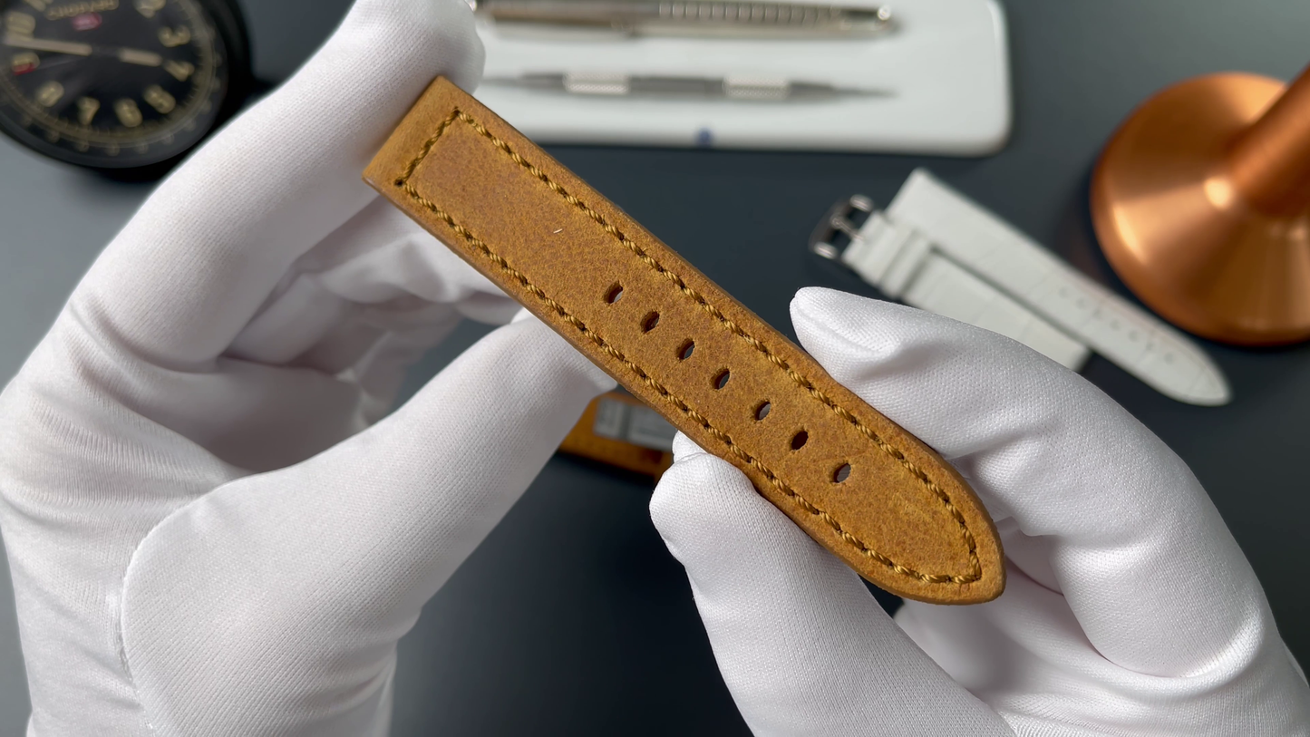RIOS1931 leather bracelet 20mm genuine vintage leather - hand-stitched - length M