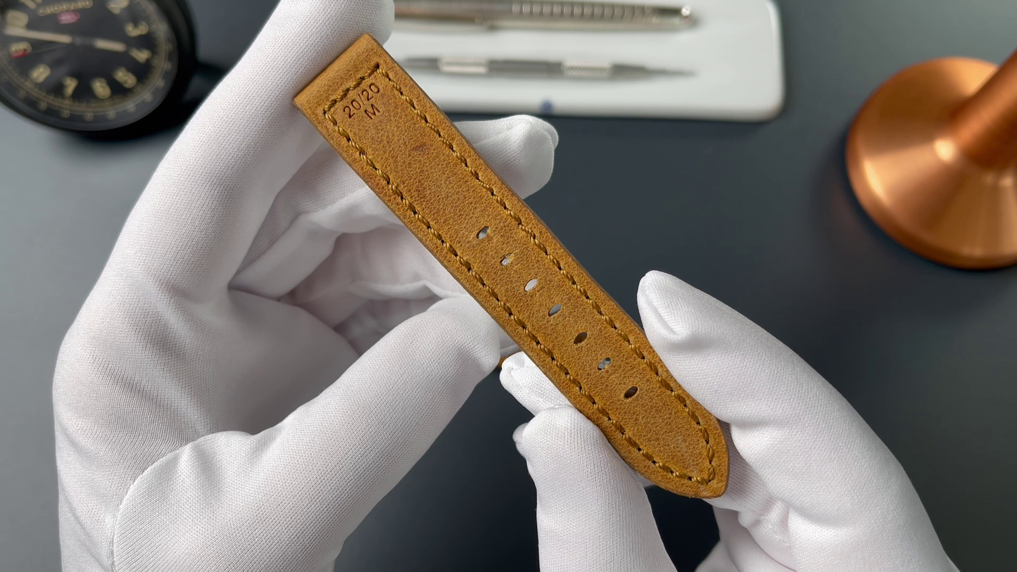 RIOS1931 leather bracelet 20mm genuine vintage leather - hand-stitched - length M