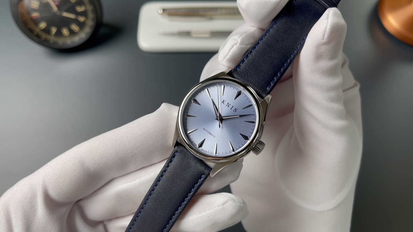 KNIS Automatic Sunray Dial Ice Blue 38 mm