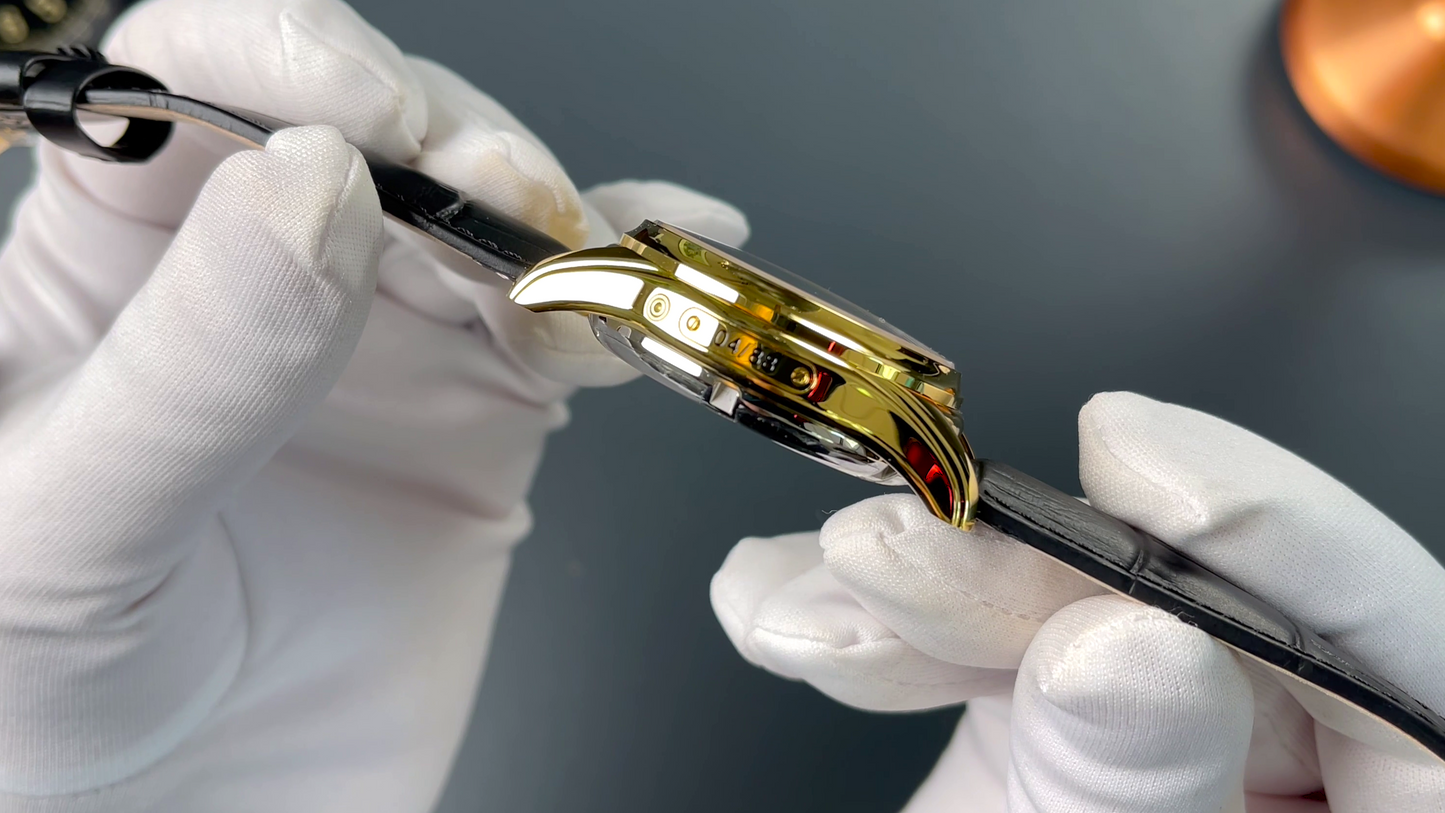 Atlantic Worldmaster 1888 Automatik-Chronograph mit Mondphase Gelbgold | Limitierte Auflage mit goldenem Uhrwerk