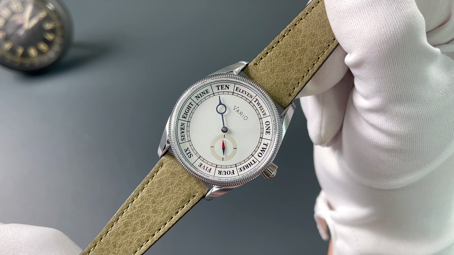 Vario Navi Single Hand Cloud White Small Seconds Compass 38 mm