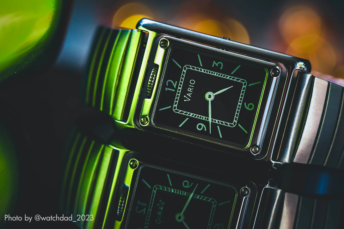 VARIO VERSA Reversible Dual Time Gunmetal-White Enamel Watch