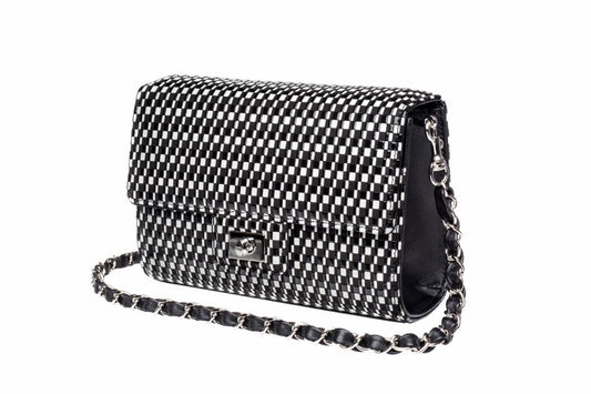 INDEN Cross-Body Bag Rectangle „Rippleal“ – BK x WH
