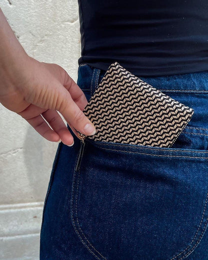 INDEN Zipped Coin Purse (Large) „Chevron-S“ – BK x IV