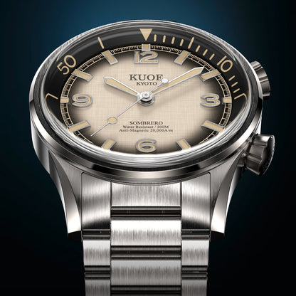 KUOE SOMBRERO 90-011, 38 mm, Gradation Linen Textured Dial, 20 BAR Wasserdicht