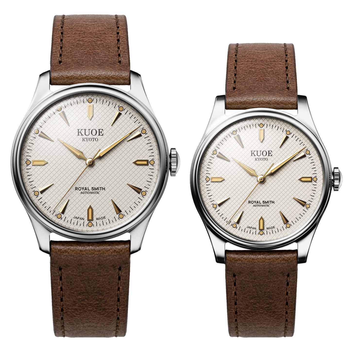 KUOE ROYAL SMITH 90-006 Large Silver Case Ivory Dial - 39 mm