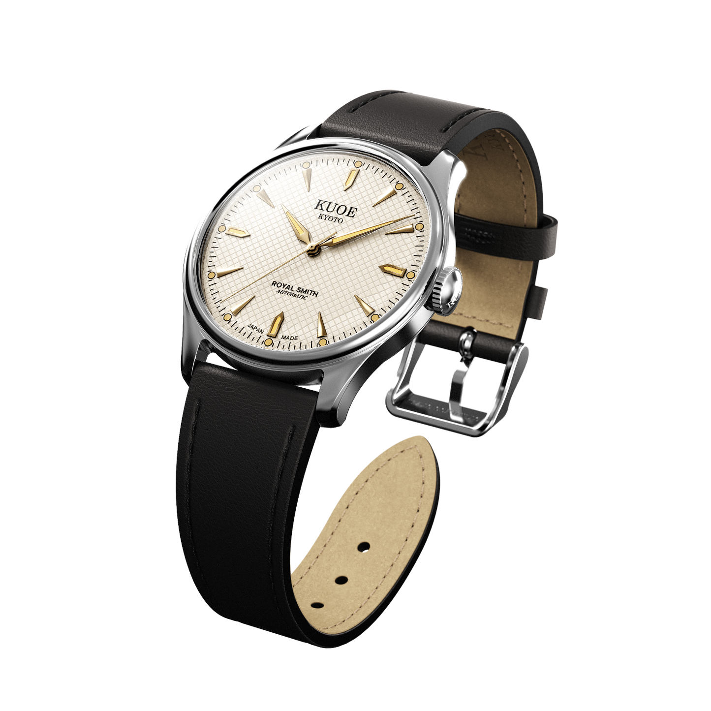 KUOE ROYAL SMITH 90-006 Large Silver Case Ivory Dial - 39 mm