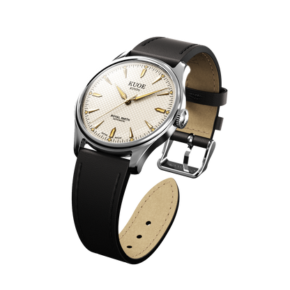 KUOE ROYAL SMITH 90-006 Large Silver Case Ivory Dial - 39 mm