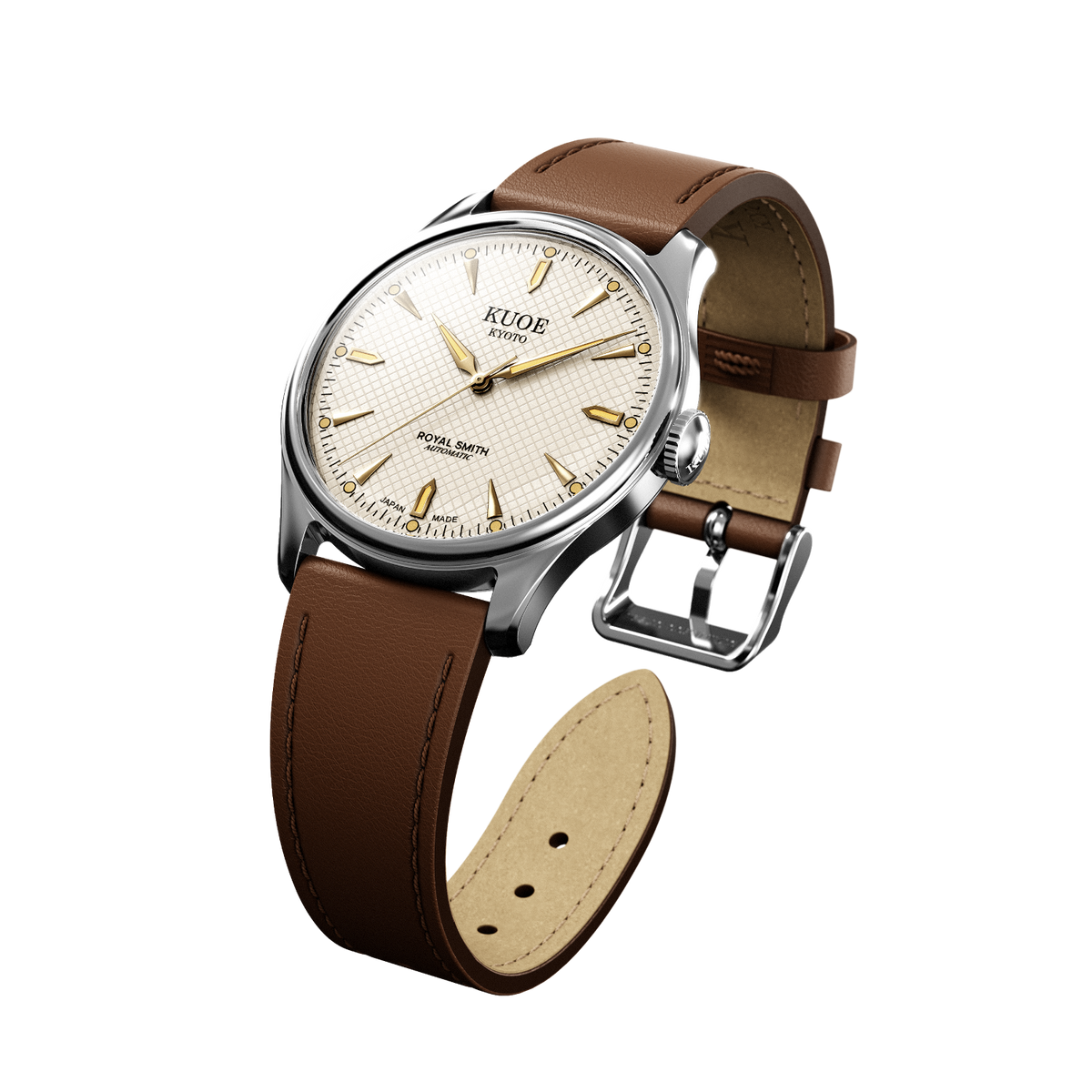 KUOE ROYAL SMITH 90-006 Large Silver Case Ivory Dial - 39 mm