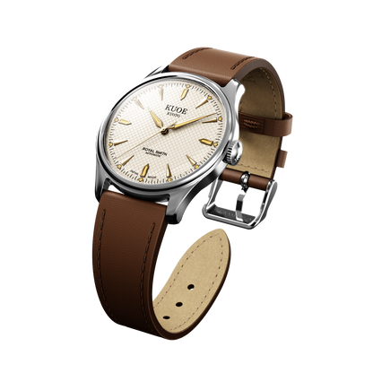 KUOE ROYAL SMITH 90-006 Large Silver Case Ivory Dial - 39 mm