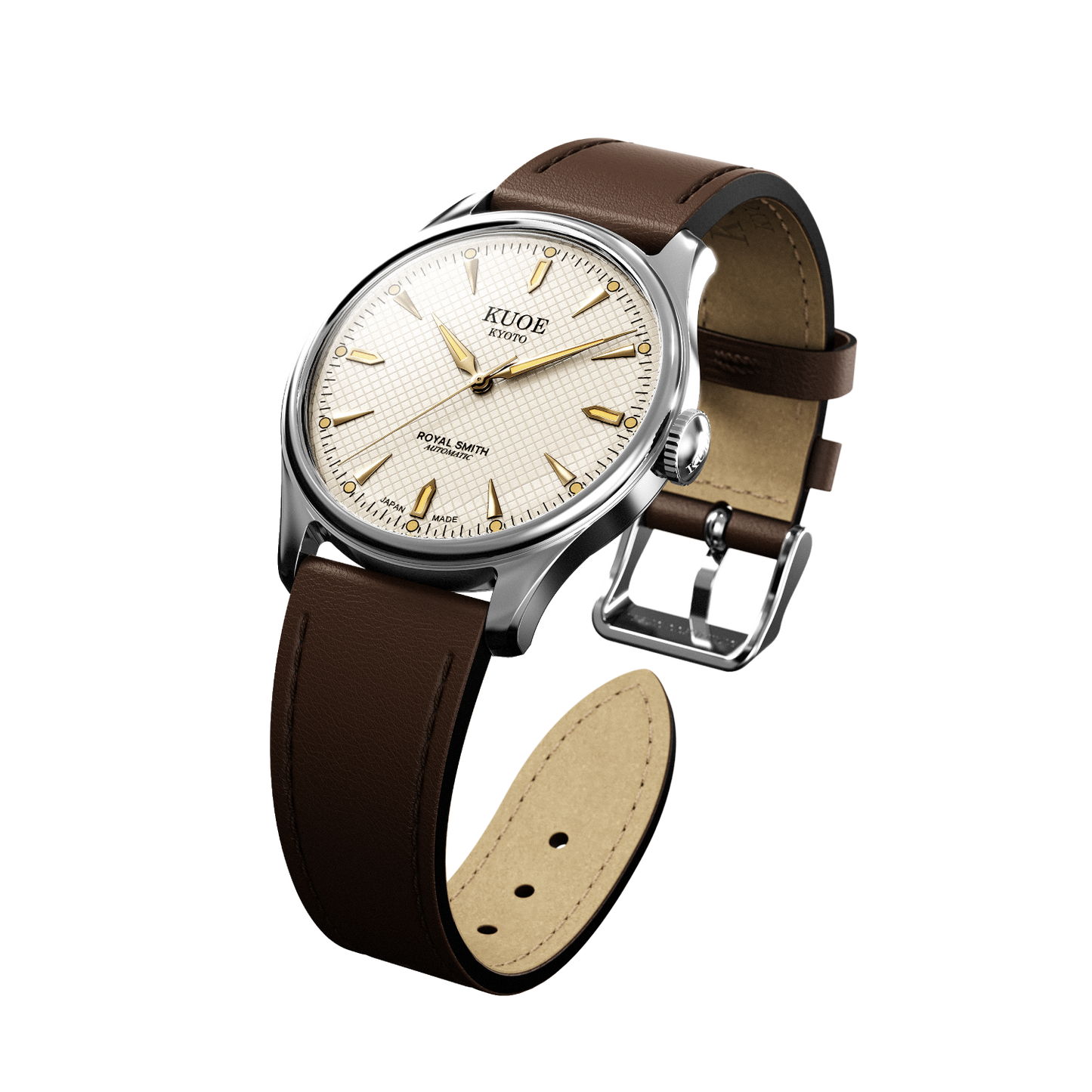 KUOE ROYAL SMITH 90-006 Large Silver Case Ivory Dial - 39 mm