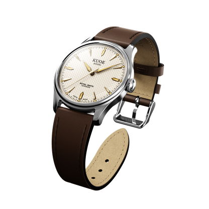 KUOE ROYAL SMITH 90-006 Large Silver Case Ivory Dial - 39 mm