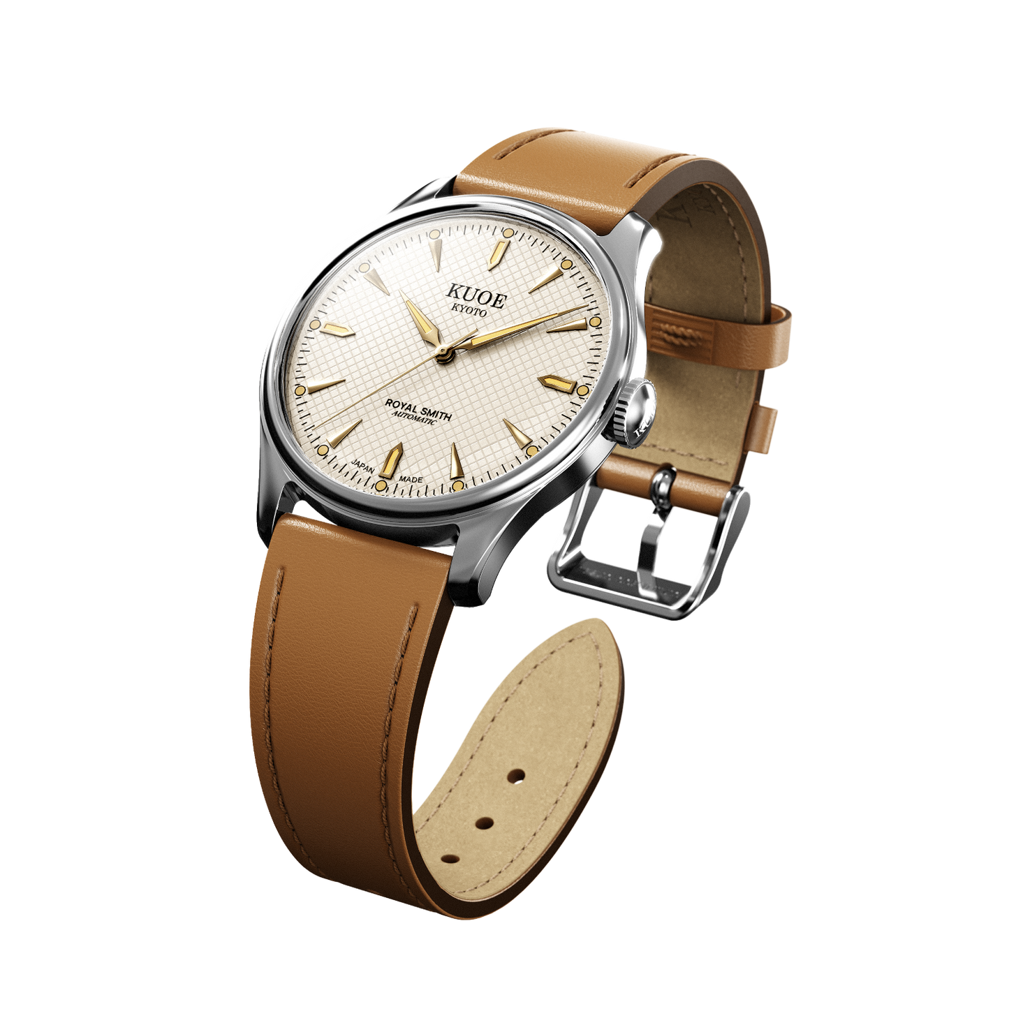 KUOE ROYAL SMITH 90-006 Large Silver Case Ivory Dial - 39 mm