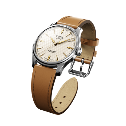 KUOE ROYAL SMITH 90-006 Large Silver Case Ivory Dial - 39 mm