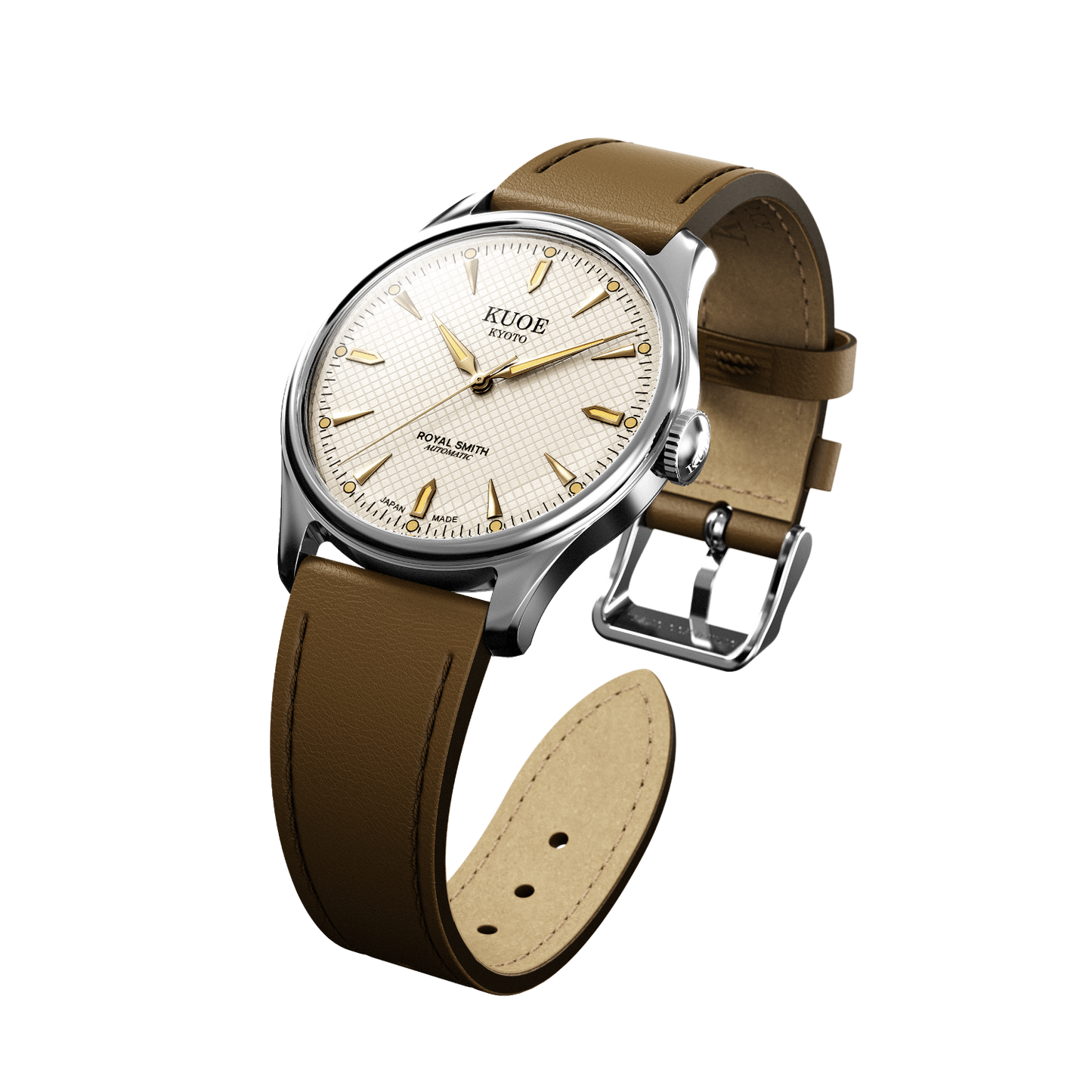 KUOE ROYAL SMITH 90-006 Large Silver Case Ivory Dial - 39 mm