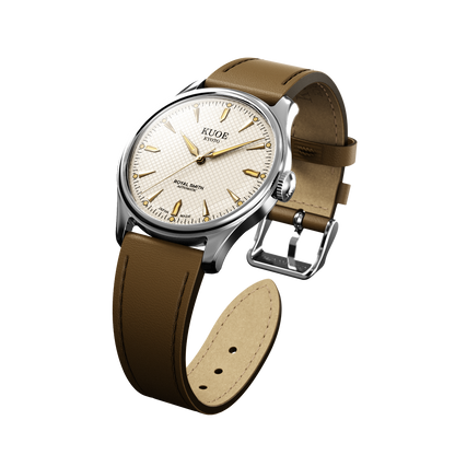KUOE ROYAL SMITH 90-006 Large Silver Case Ivory Dial - 39 mm