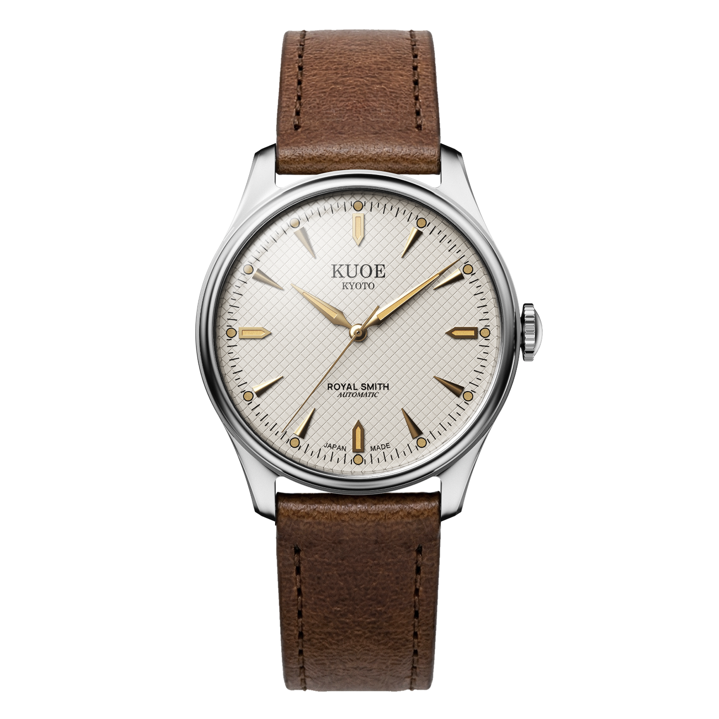 KUOE ROYAL SMITH 90-006 Large Silver Case Ivory Dial - 39 mm