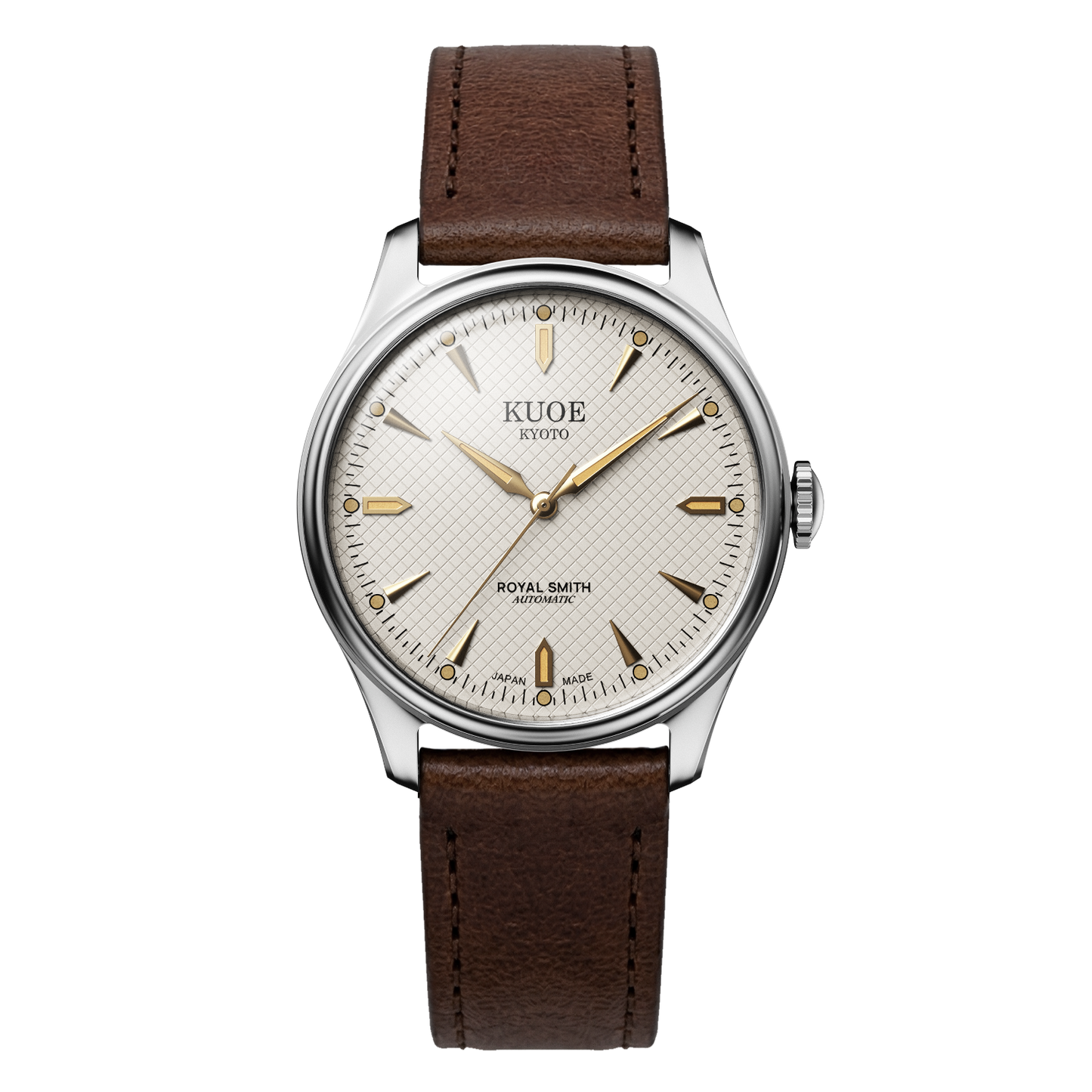 KUOE ROYAL SMITH 90-006 Large Silver Case Ivory Dial - 39 mm