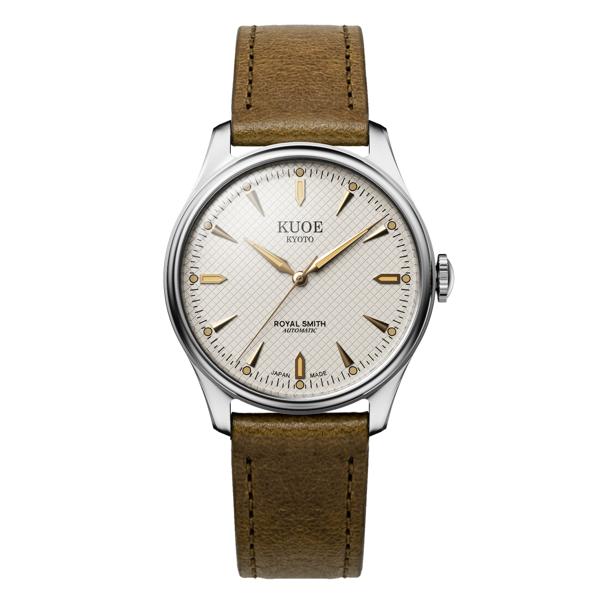 KUOE ROYAL SMITH 90-006 Large Silver Case Ivory Dial - 39 mm
