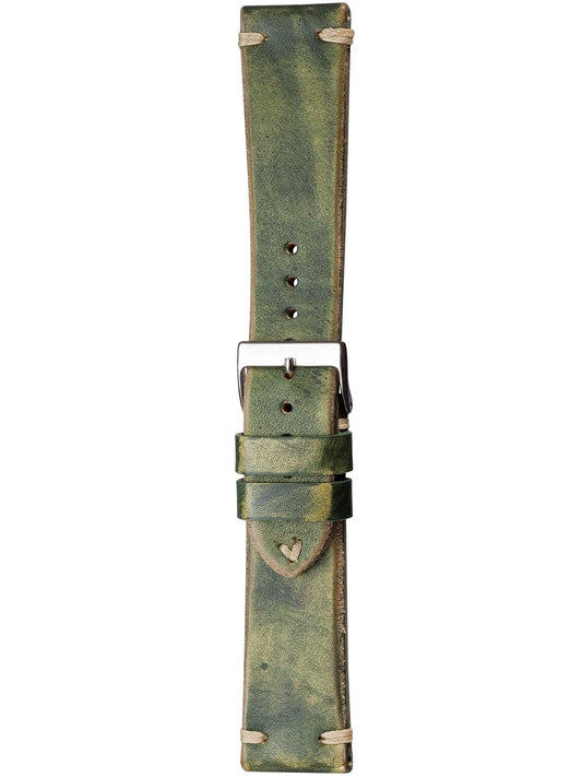 Herzog Vintage-Passion Lederarmband Moosgrün
