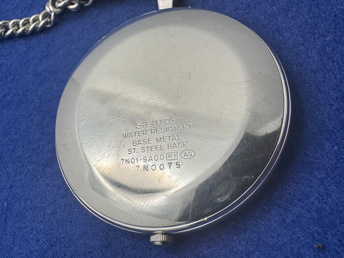Seiko Taschenuhr Ref. 7N01-9A00 – November 1997 – mit Kette, Box und Anleitung – Werk neu ersetzt