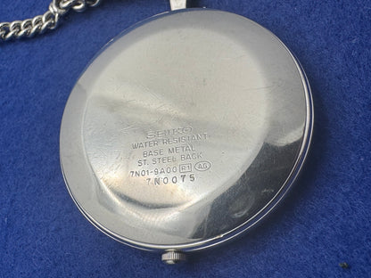 Seiko Taschenuhr Ref. 7N01-9A00 – November 1997 – mit Kette, Box und Anleitung – Werk neu ersetzt