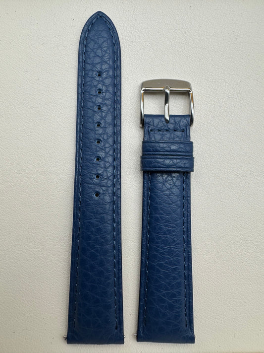 🟦 Bracelet en cuir bleu TEN TO SEN – 18 mm (Fabriqué au Japon)
