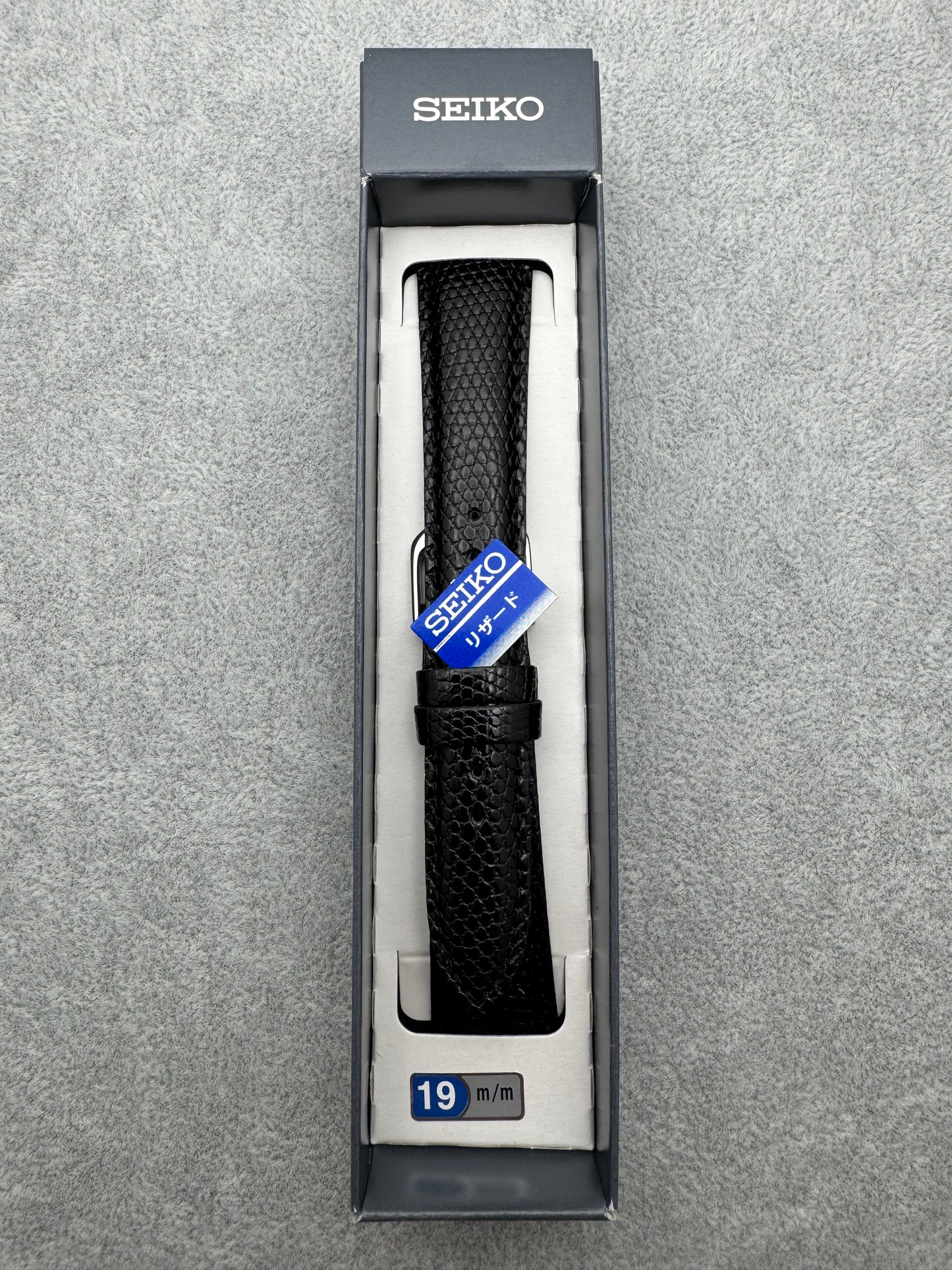 Seiko JDM Strap DX03A 19 mm (19-15) – Lizard Leather, Black