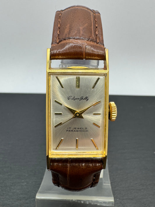 Citizen Heli J61401 (März 1964) – Tank-Style Damenuhr – vergoldet – frisch revidiert
