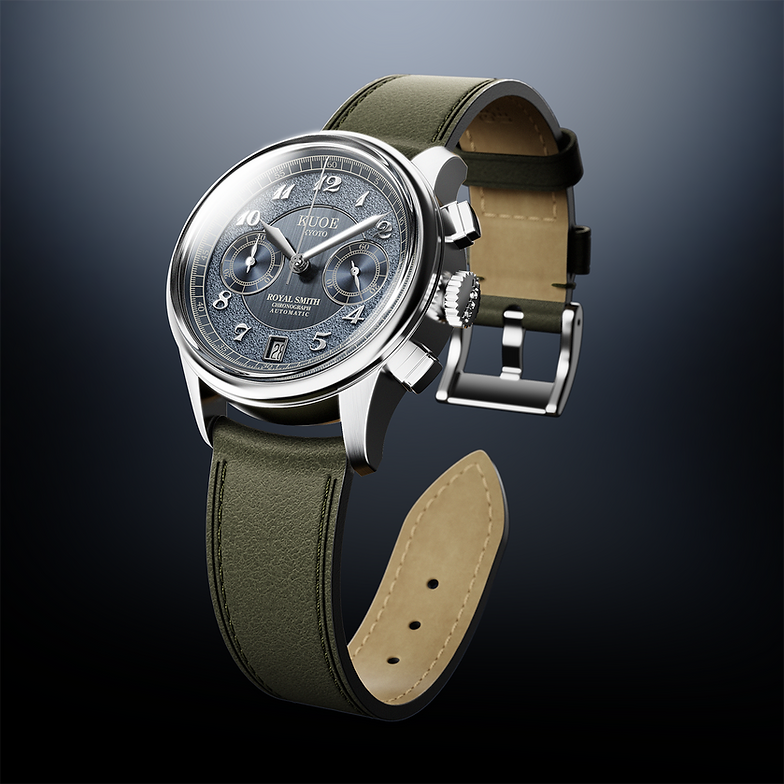 KUOE OLD SMITH 90-012 Automatik-Chronograph 37 mm - Navy Zifferblatt