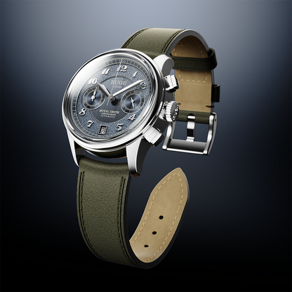 KUOE OLD SMITH 90-012 Automatik-Chronograph 37 mm - Navy Zifferblatt