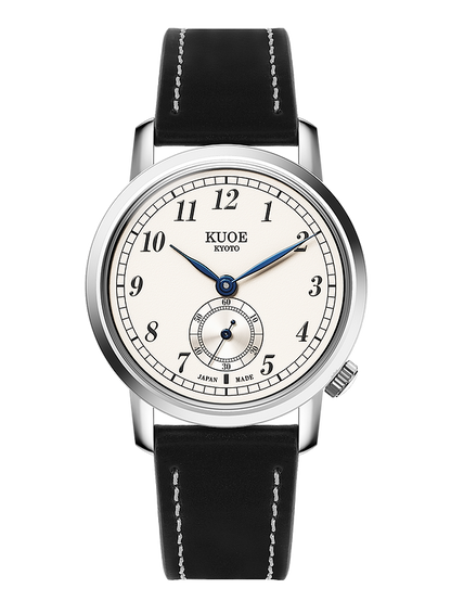 KUOE OLD SMITH 90-007 Automatik - 35 mm - weißes Zifferblatt - blaue Zeiger