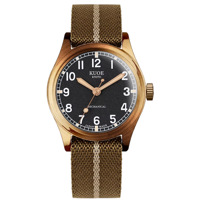 KUOE Original Nylon Strap, 18mm, Khaki, Silver Clasp