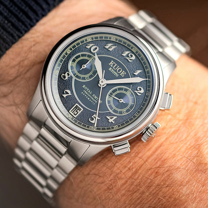 KUOE OLD SMITH 90-012 Automatik-Chronograph 37 mm - Navy Zifferblatt
