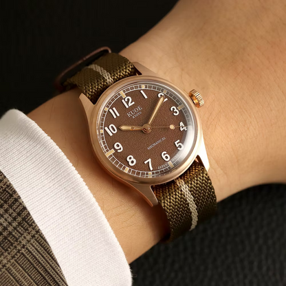 KUOE Original Nylon Strap, 18mm, Khaki, Silver Clasp