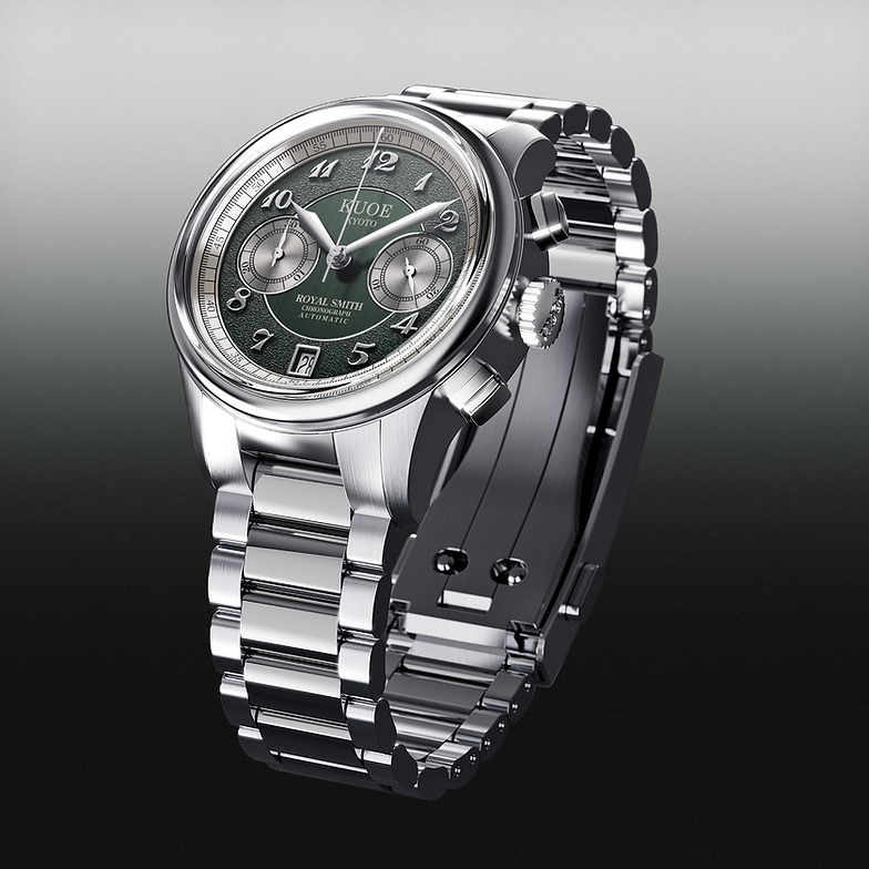 KUOE OLD SMITH 90-012 Automatik-Chronograph 37 mm - grünes Zifferblatt