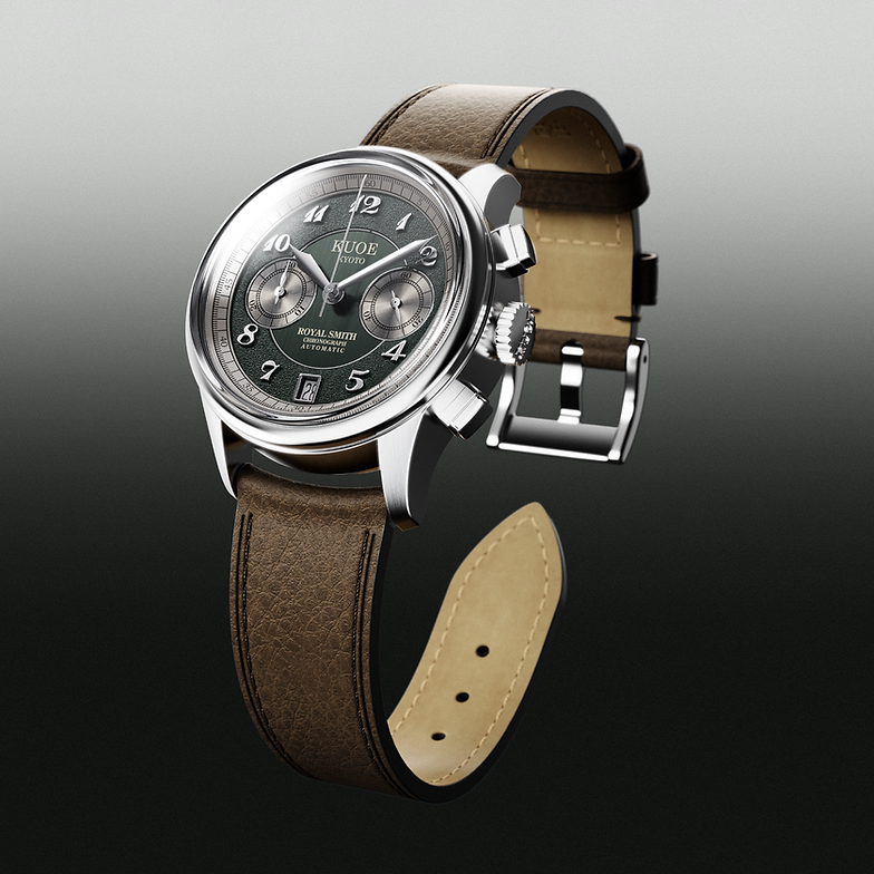 KUOE OLD SMITH 90-012 Automatik-Chronograph 37 mm - grünes Zifferblatt
