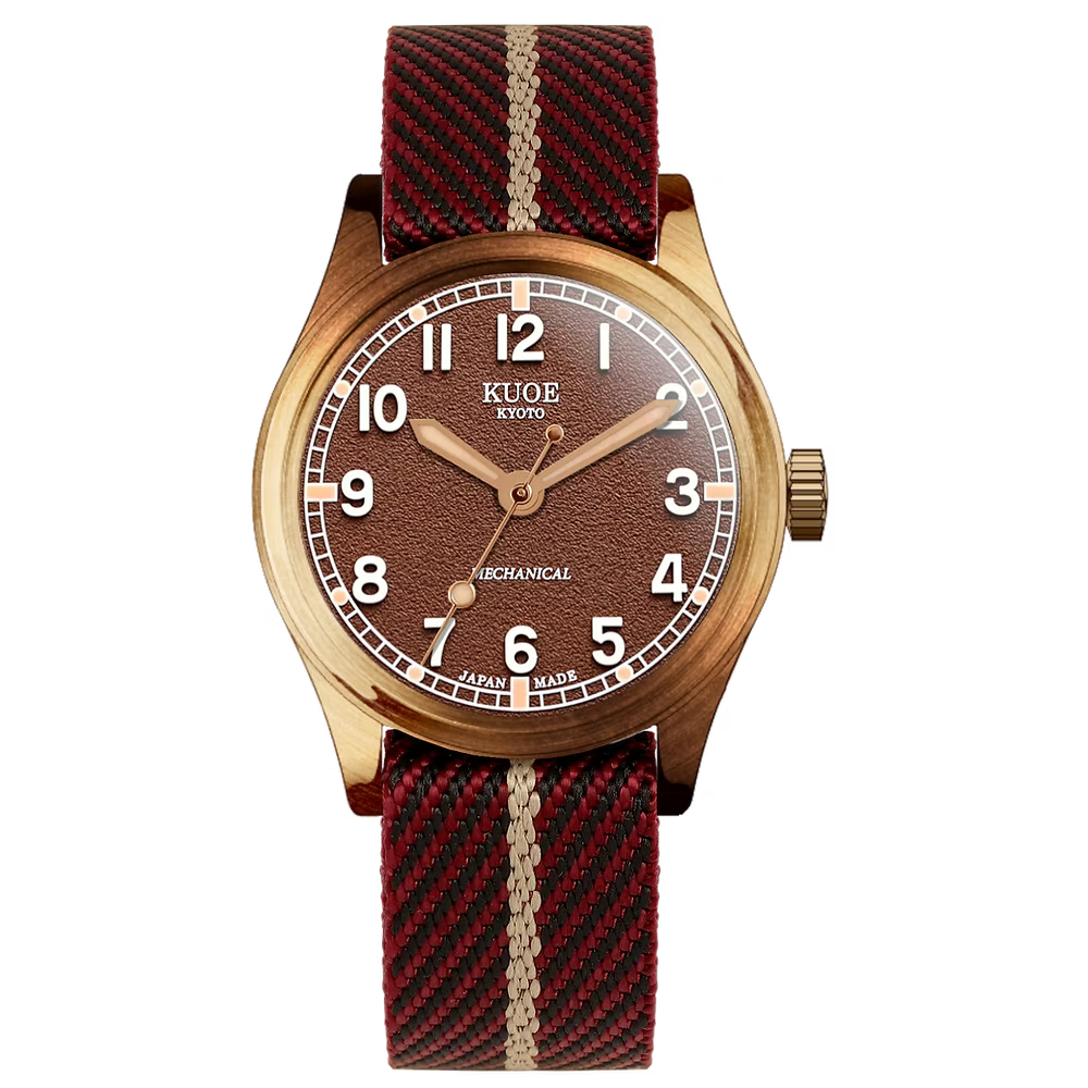 KUOE Original Nylon Strap, 18mm, Khaki, Silver Clasp