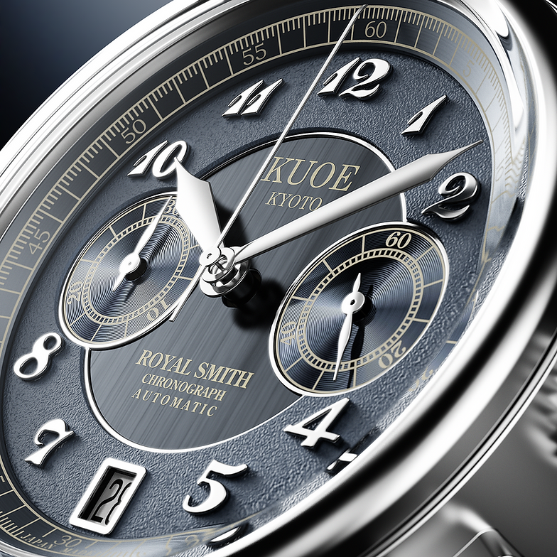 KUOE OLD SMITH 90-012 Automatik-Chronograph 37 mm - Navy Zifferblatt