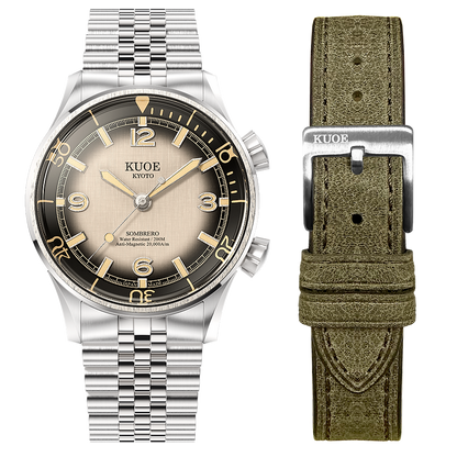 KUOE SOMBRERO 90-011, 38 mm, Gradation Linen Textured Dial, 20 BAR Wasserdicht