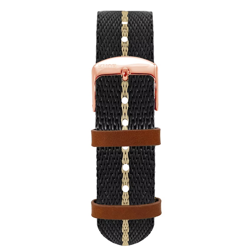 KUOE Original Nylon Strap, 18mm, Khaki, Silver Clasp