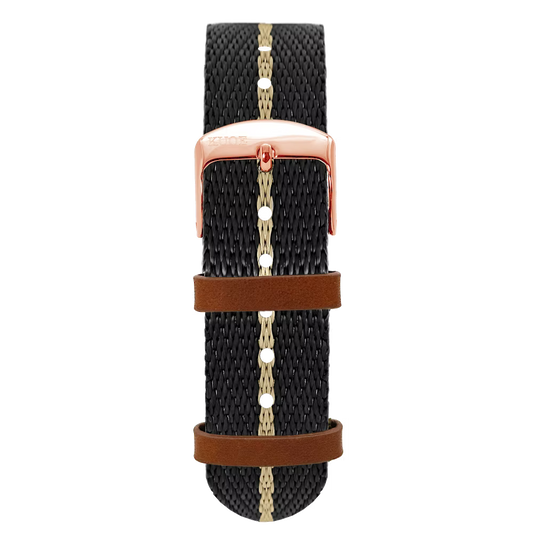 KUOE Original Nylon Strap, 18mm, Khaki, Silver Clasp