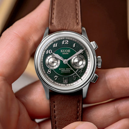 KUOE OLD SMITH 90-012 Automatik-Chronograph 37 mm - grünes Zifferblatt