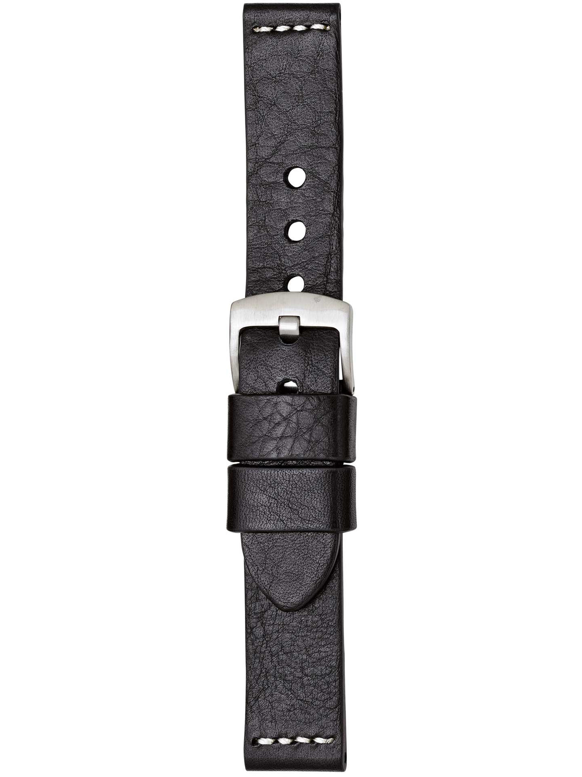 Herzog Vintage-Grain Lederarmband Schwarz