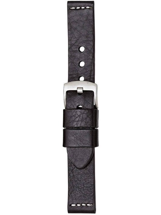 Herzog Vintage-Grain Lederarmband Schwarz