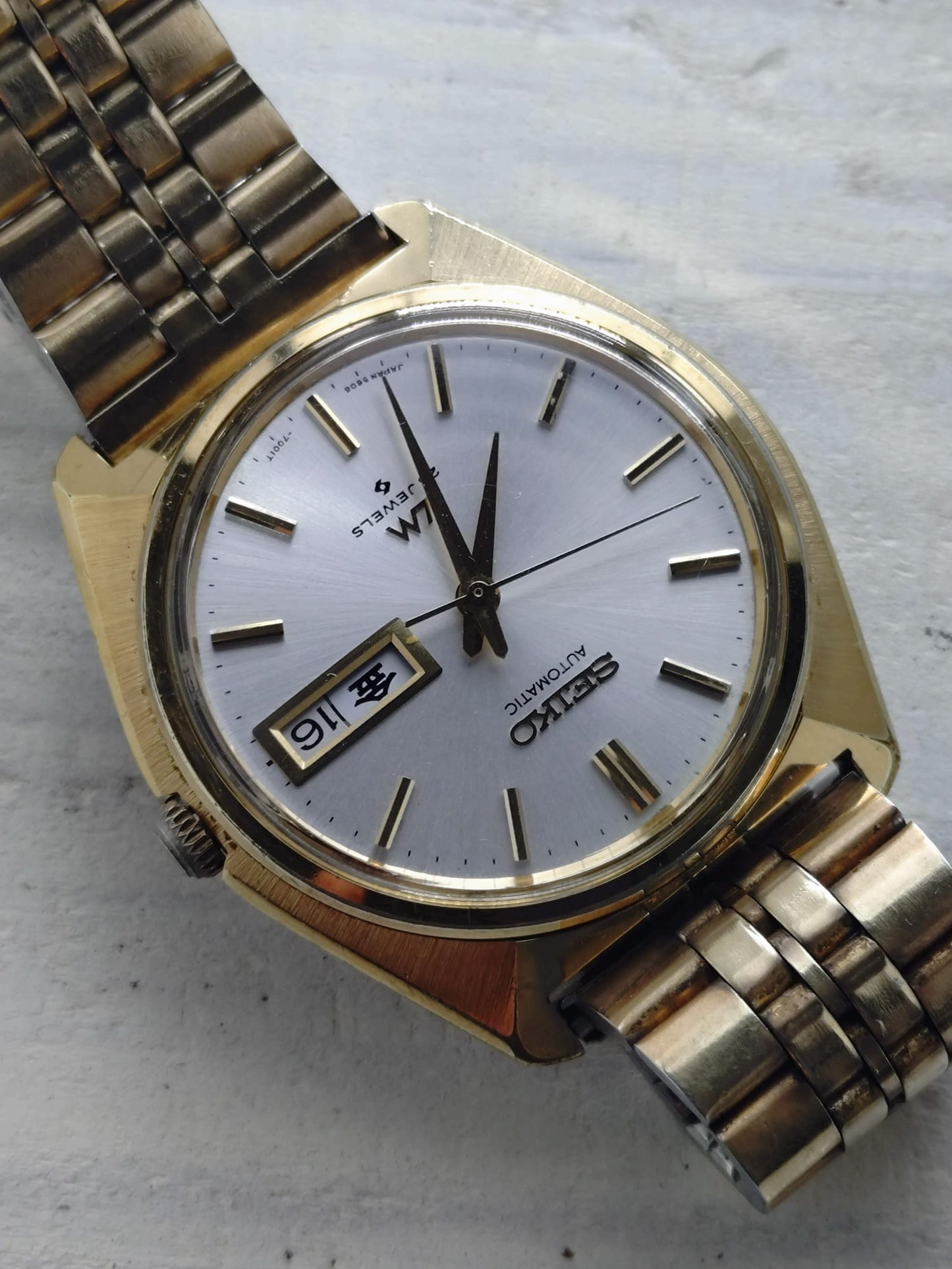 Seiko Lord Matic 23J 5606-7000 – JNR-Widmungsuhr (Japan. Staatsbahn), vergoldet, revidiert