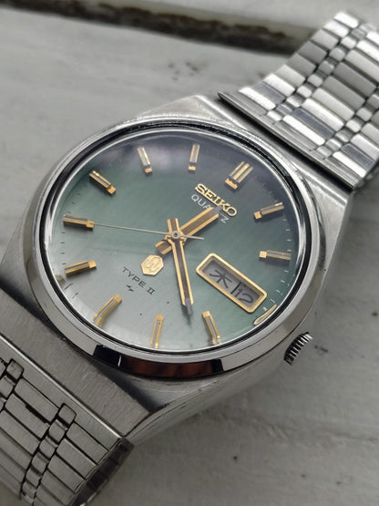 Seiko Quartz Type II – Réf. 4623-8030 – Calibre 4623, Daini Seikosha – cadran dégradé vert – janvier 1977