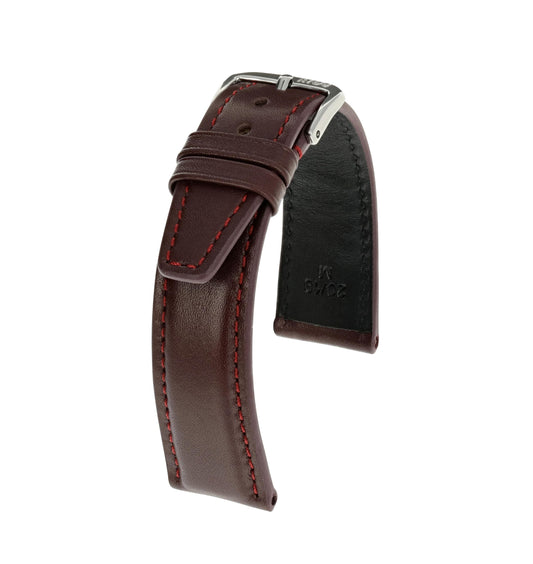 RIOS1931 Echt-Kalbsleder-Uhrenarmband (Bordeaux) - 21mm - Länge M